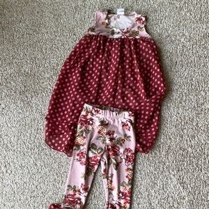 Girls floral and polka dot outfit size 2T/3T